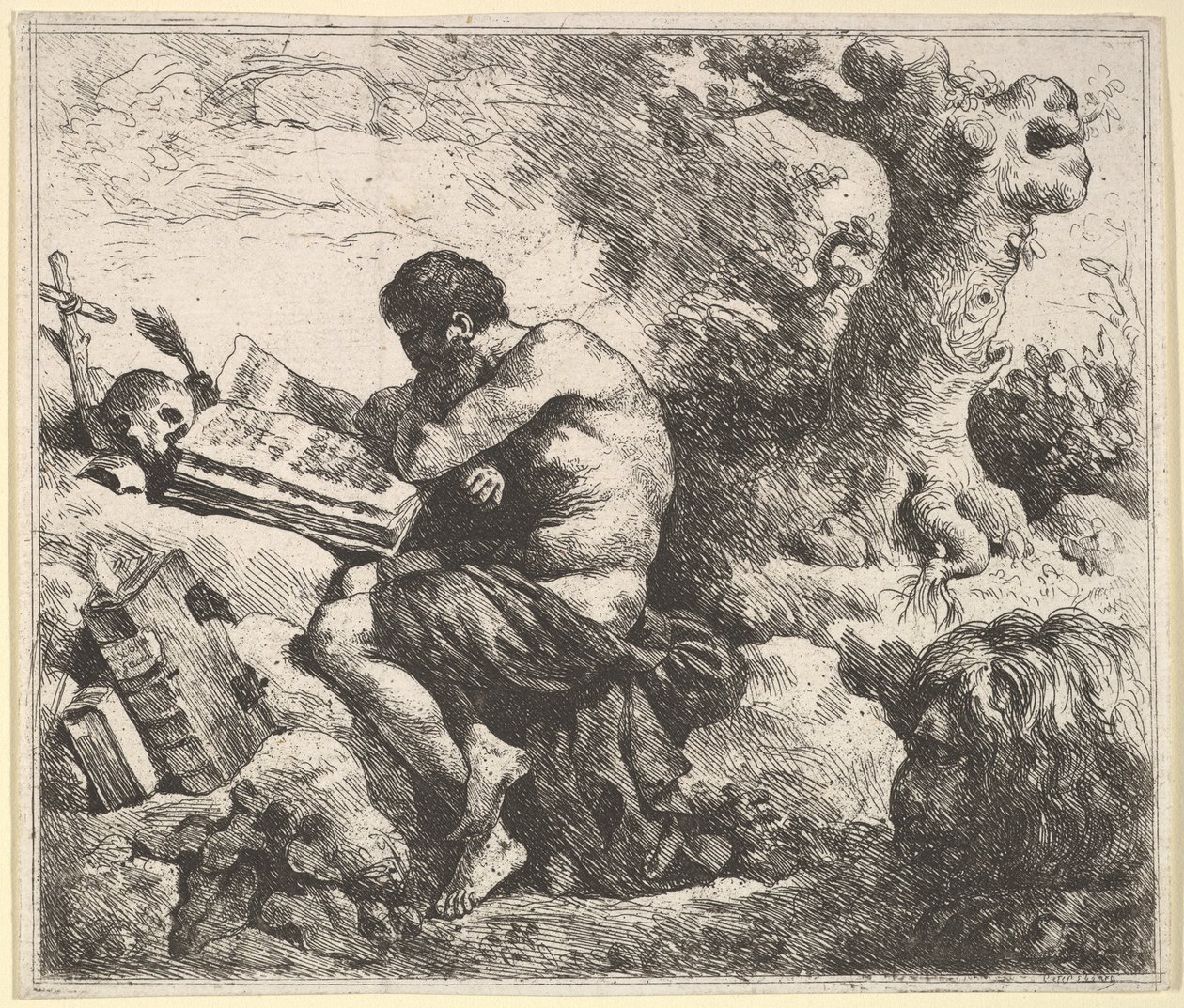 景观中的圣杰罗姆，1762-63。 作者 让·雅克·拉格雷尼