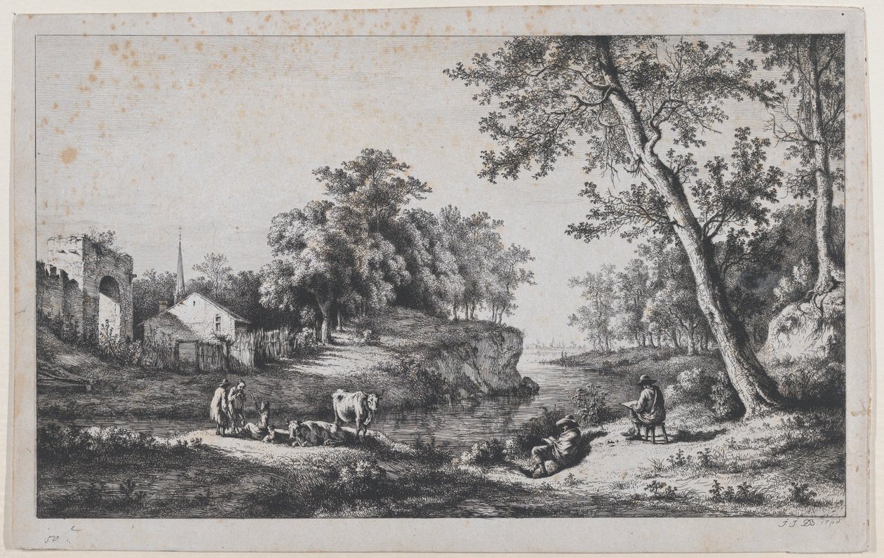 安布罗内的风景，1796年。 作者 让·雅克·德·布瓦西