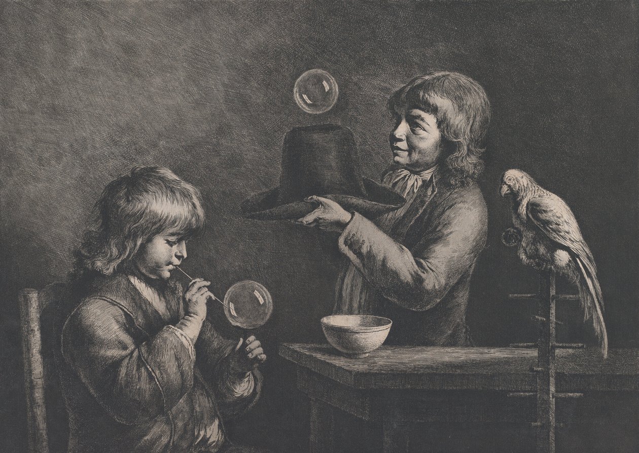 肥皂泡，1799年。    作者 让·雅克·德·布瓦西