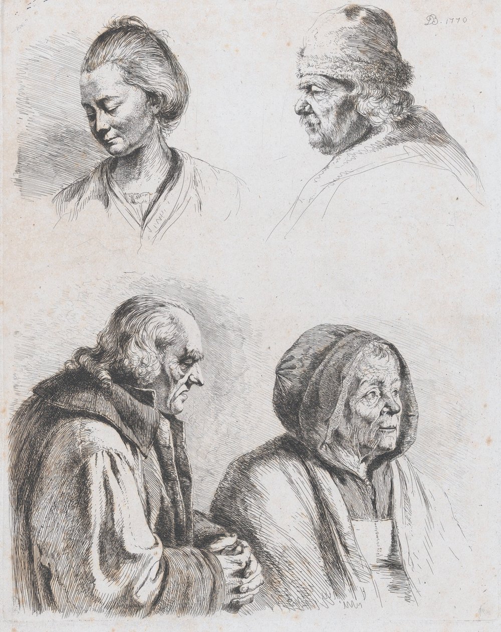 四个头颅的研究，1770年。 作者 让·雅克·德·布瓦西