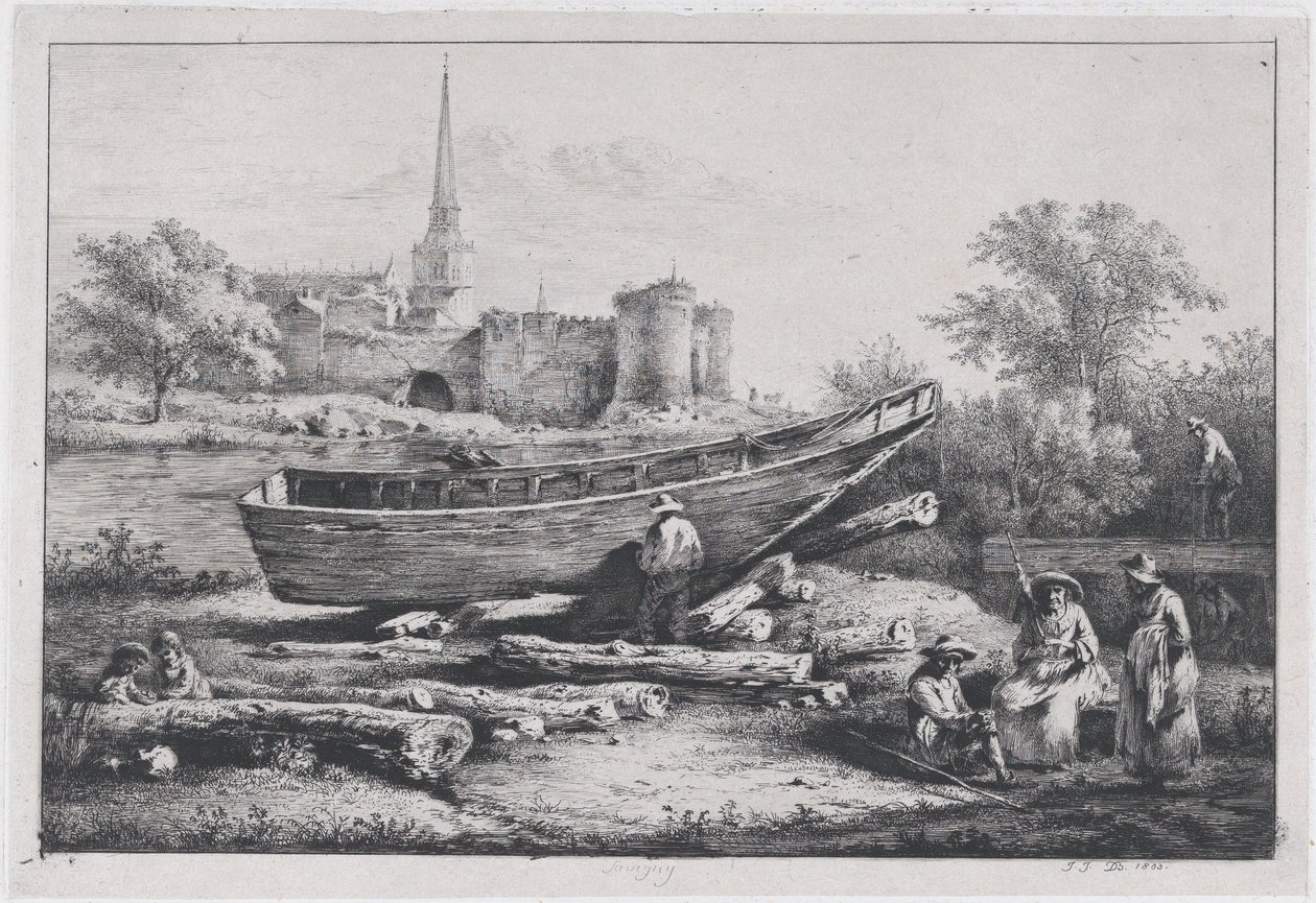 施工现场，在萨维尼，1803年。 作者 让·雅克·德·布瓦西