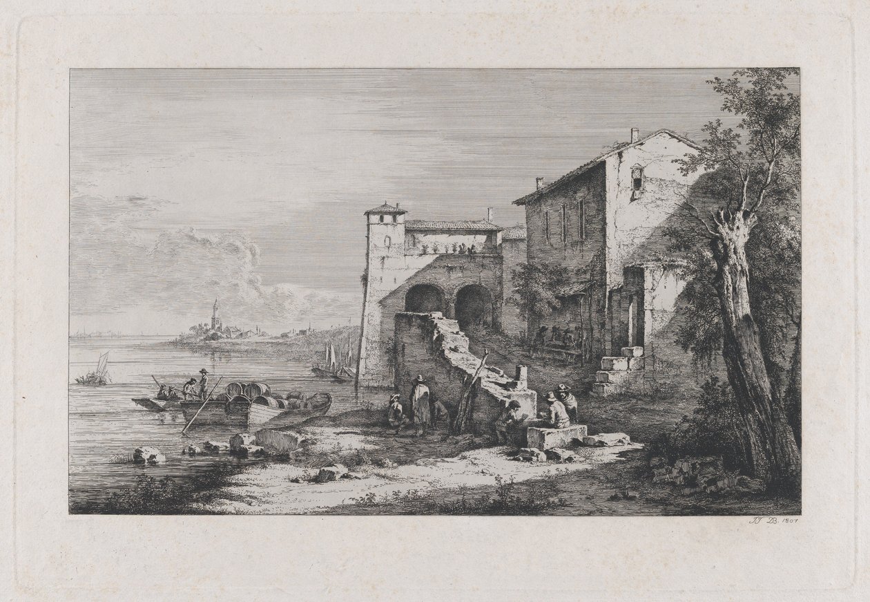 罗马旧海关大楼的景色，1807年。 作者 让·雅克·德·布瓦西