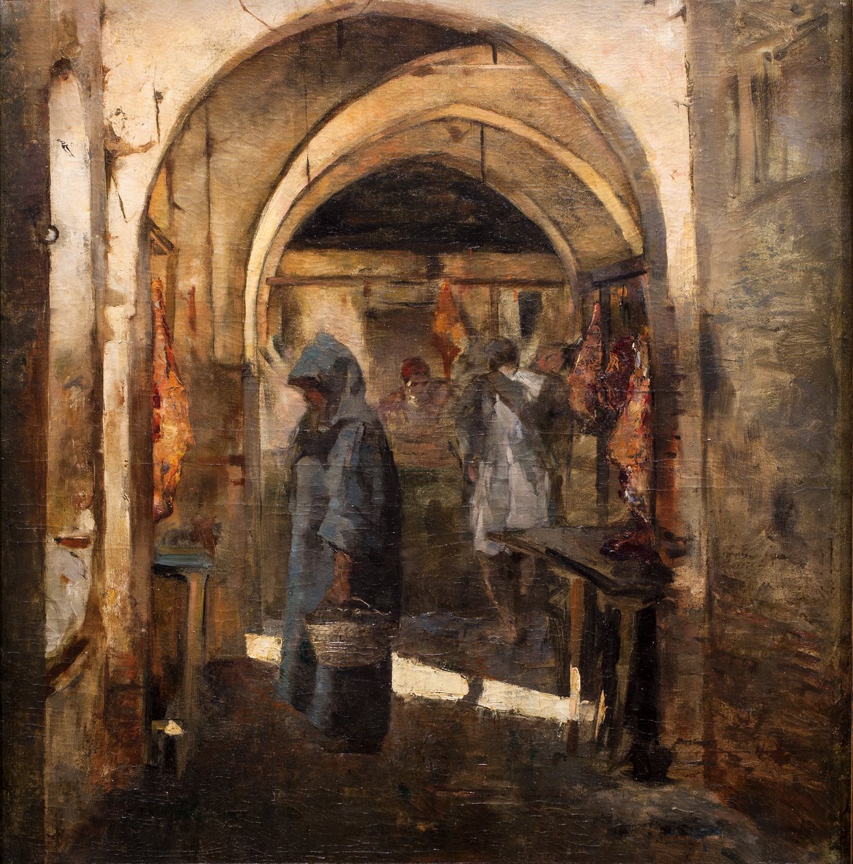 肉铺，19 世纪下半叶。(布面油画） 作者 让·约瑟夫·本杰明·康斯坦斯