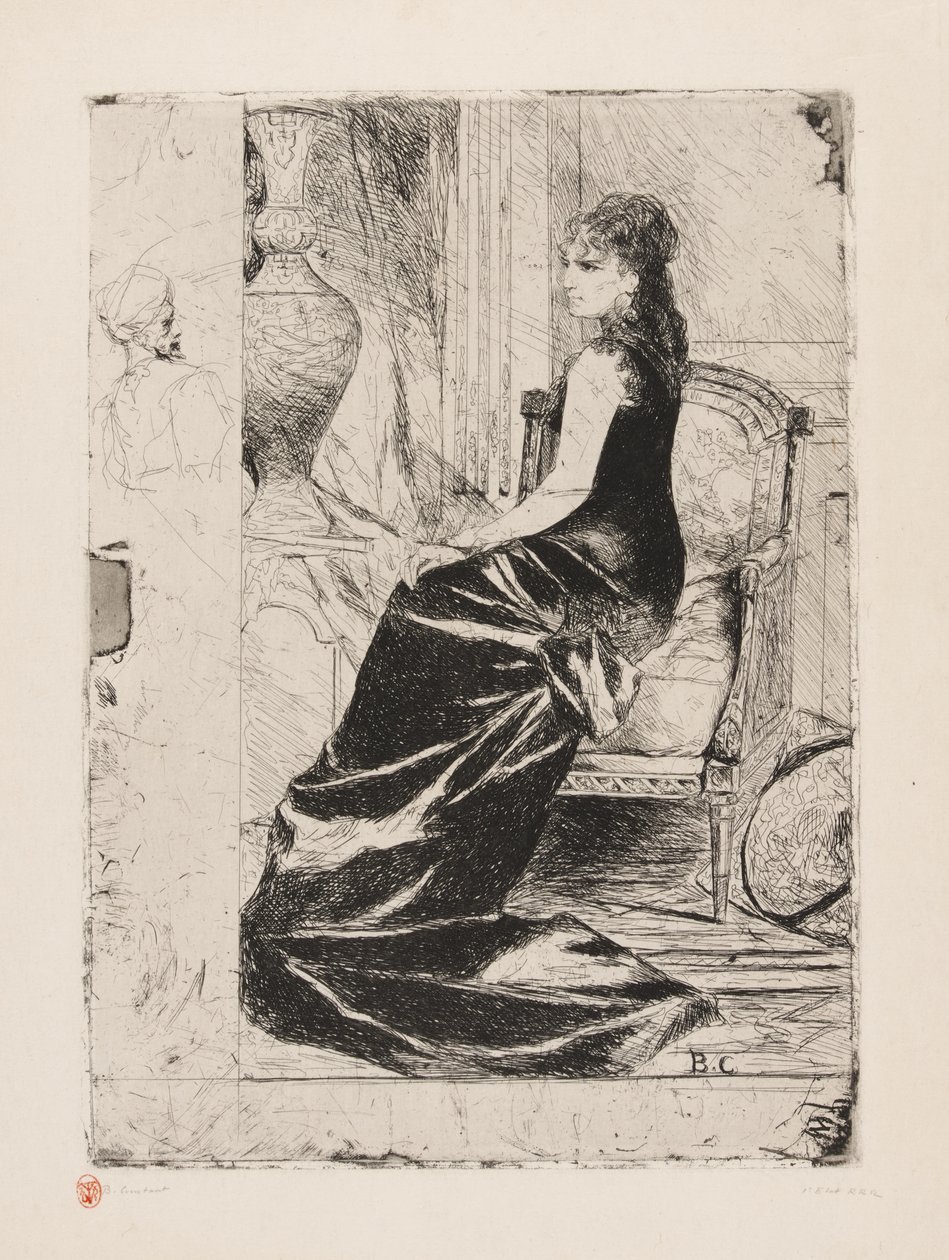 黑衣女子，约 1876 年（奶油纸蚀刻版画） 作者 让·约瑟夫·本杰明·康斯坦斯