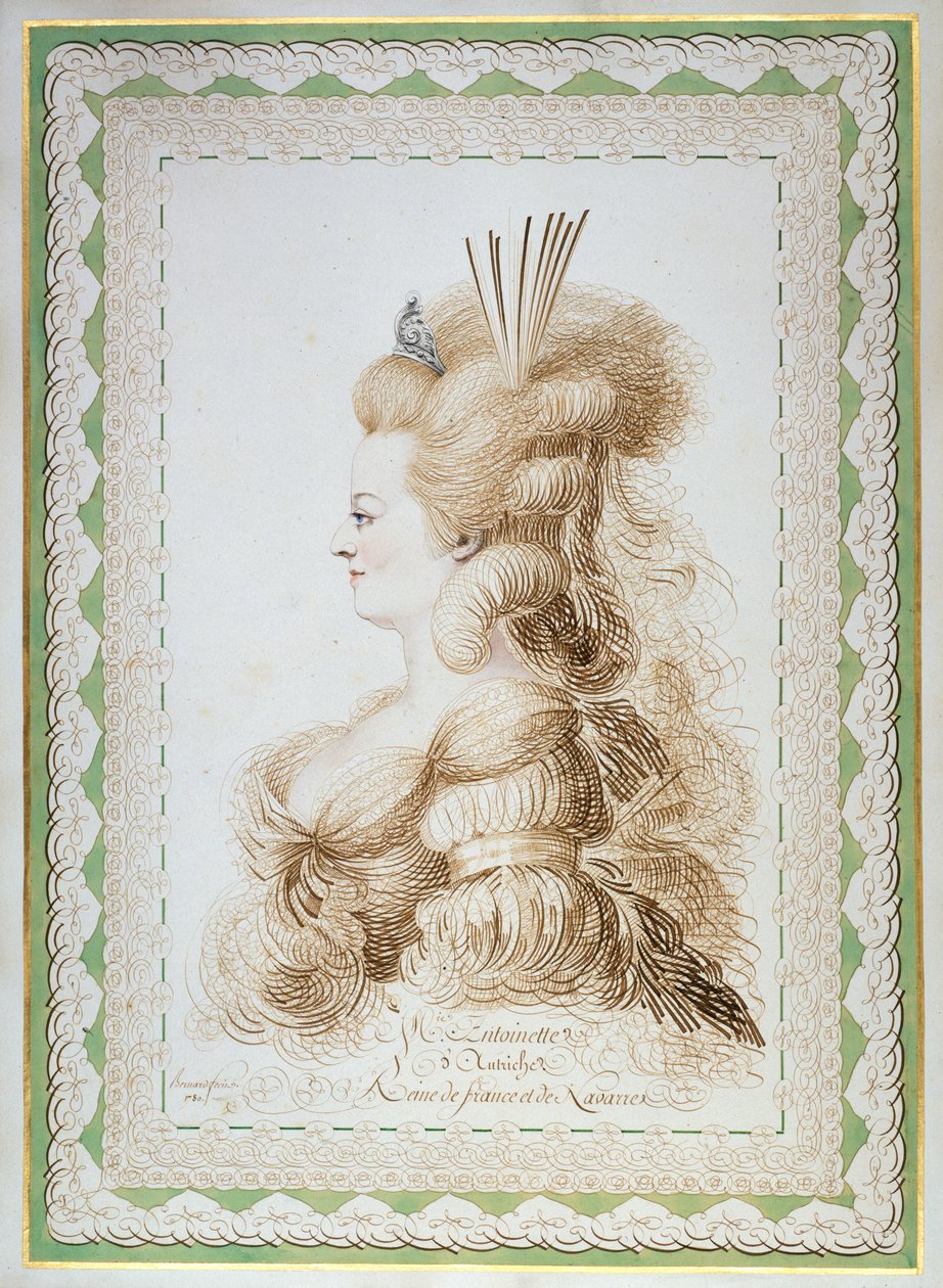 玛丽-安托瓦内特的肖像，1755-1793年，奥地利大公夫人和法国女王......，1780年。 作者 让·约瑟夫·伯纳德