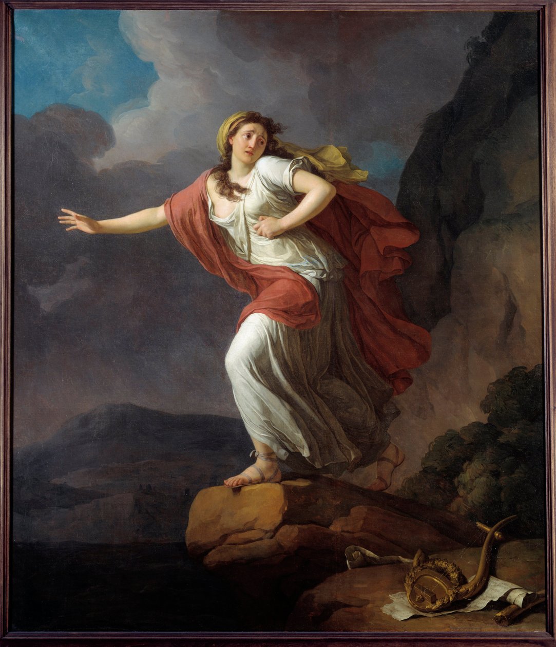 希腊女诗人萨福（Sappho）参加海上活动 约瑟夫-塔亚松（1745-1809）的画作 18世纪的太阳。2,25x1,9米 布雷斯特，美术博物馆 作者 让·约瑟夫·塔亚森