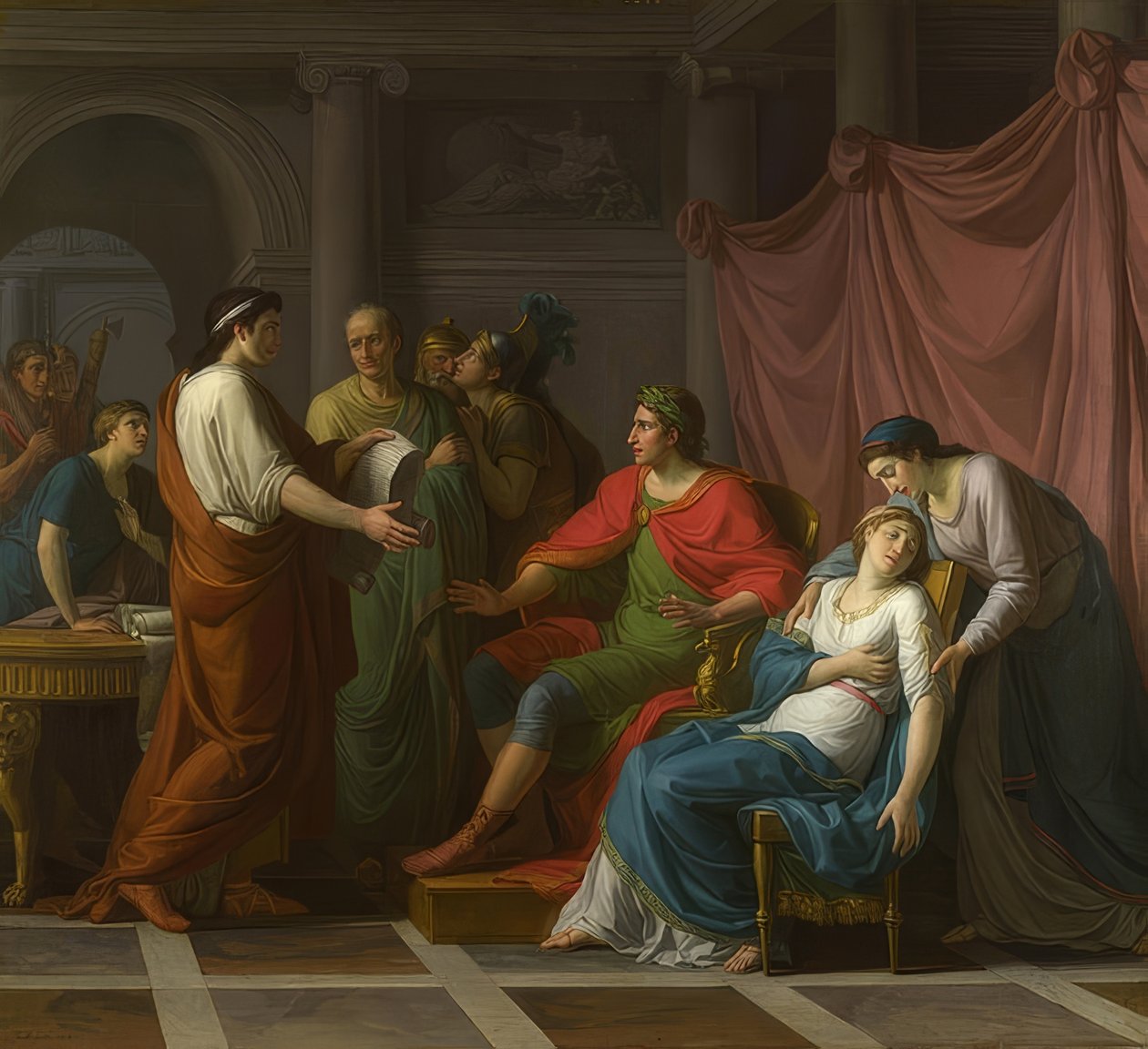 维吉尔（Virgil）从埃涅阿迪德（Aeneid）读奥古斯都（Augustus）和明锐（Octavia）。 1787年 作者 让·约瑟夫·塔亚森