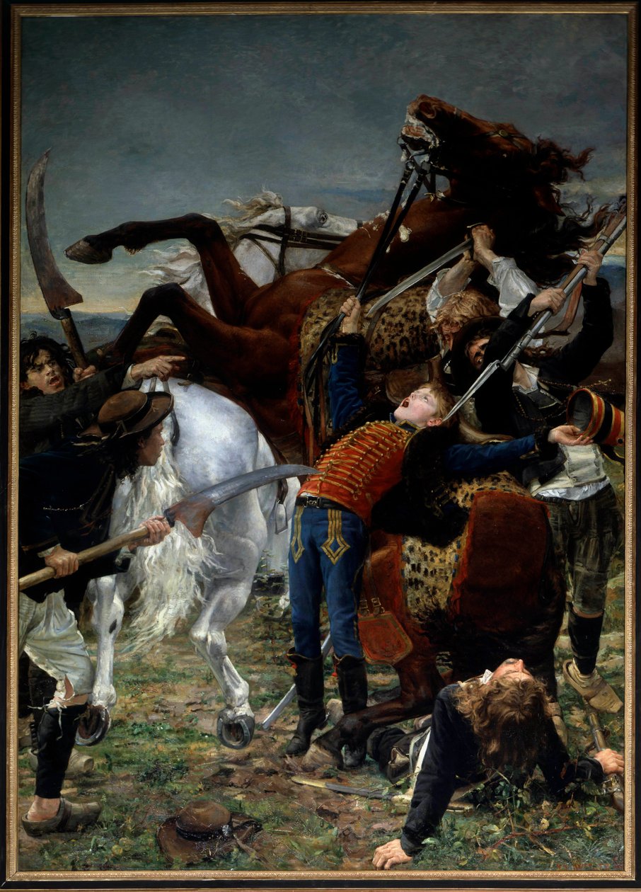 法国大革命：“约瑟夫·巴拉之死（1779-1793）” 约瑟夫·巴拉或巴拉（1780-1793）是法国大革命的英雄孩子，曾在旺代为共和国而战。 Jean Joseph Weerts (1849-1927) 1883 年作画。 3,50 x 2,50 m 巴黎，奥赛博物馆 作者 让·约瑟夫·维尔茨