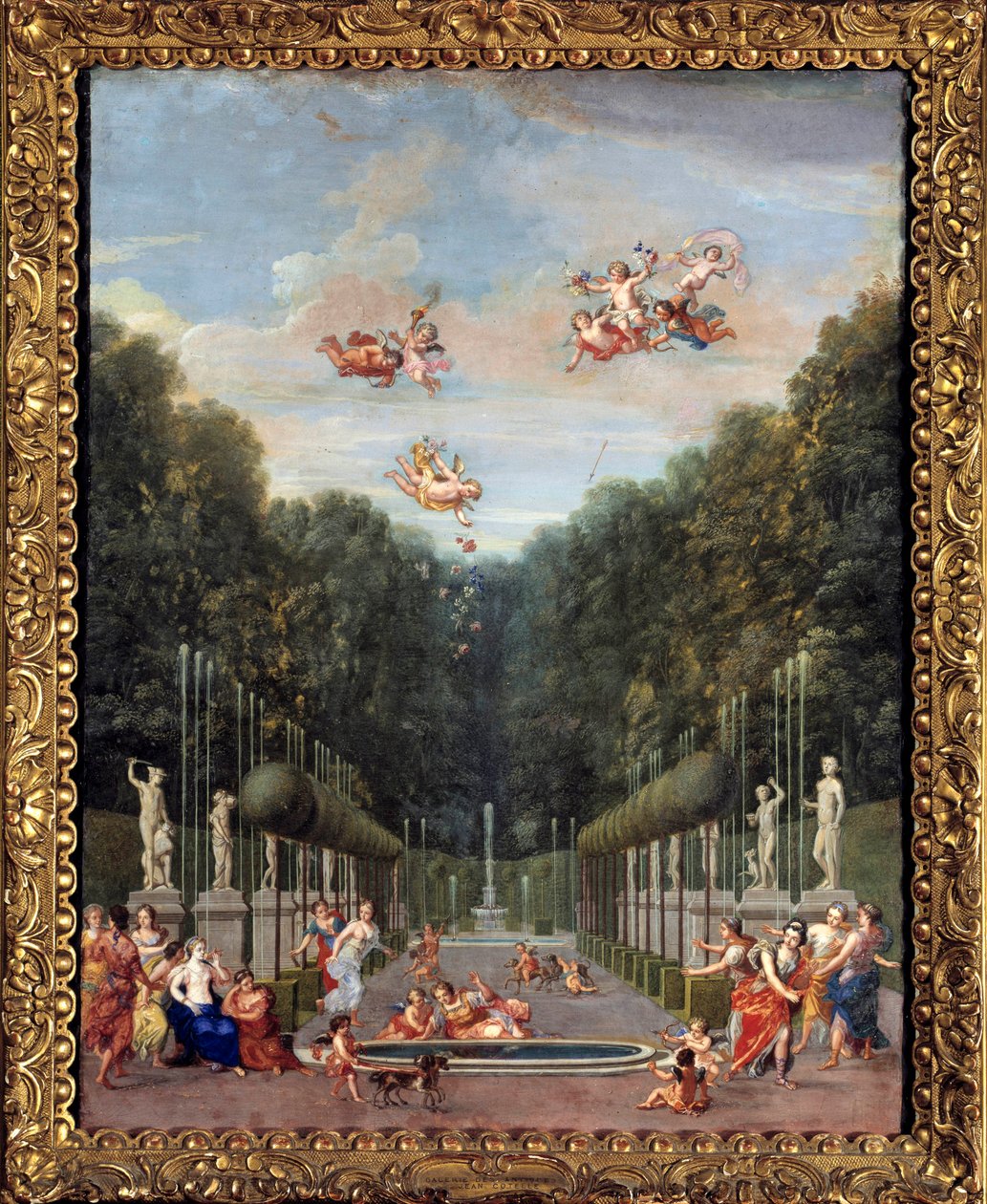 凡尔赛宫的古董画廊或 Jean Joubert 的水粉画画廊（17 世纪）。 尺寸 0.45 x 0.36 m。 凡尔赛宫、凡尔赛宫和特里亚农宫 作者 让·茹贝尔