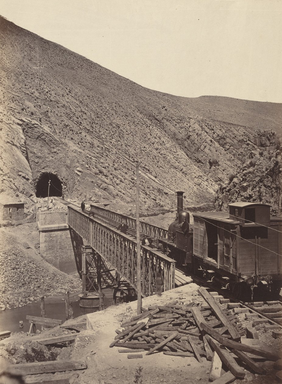 马德里至萨拉戈萨的哈隆大桥和隧道，约 1860-1865 年（照片1860-1865 年（照片） 作者 让·洛朗