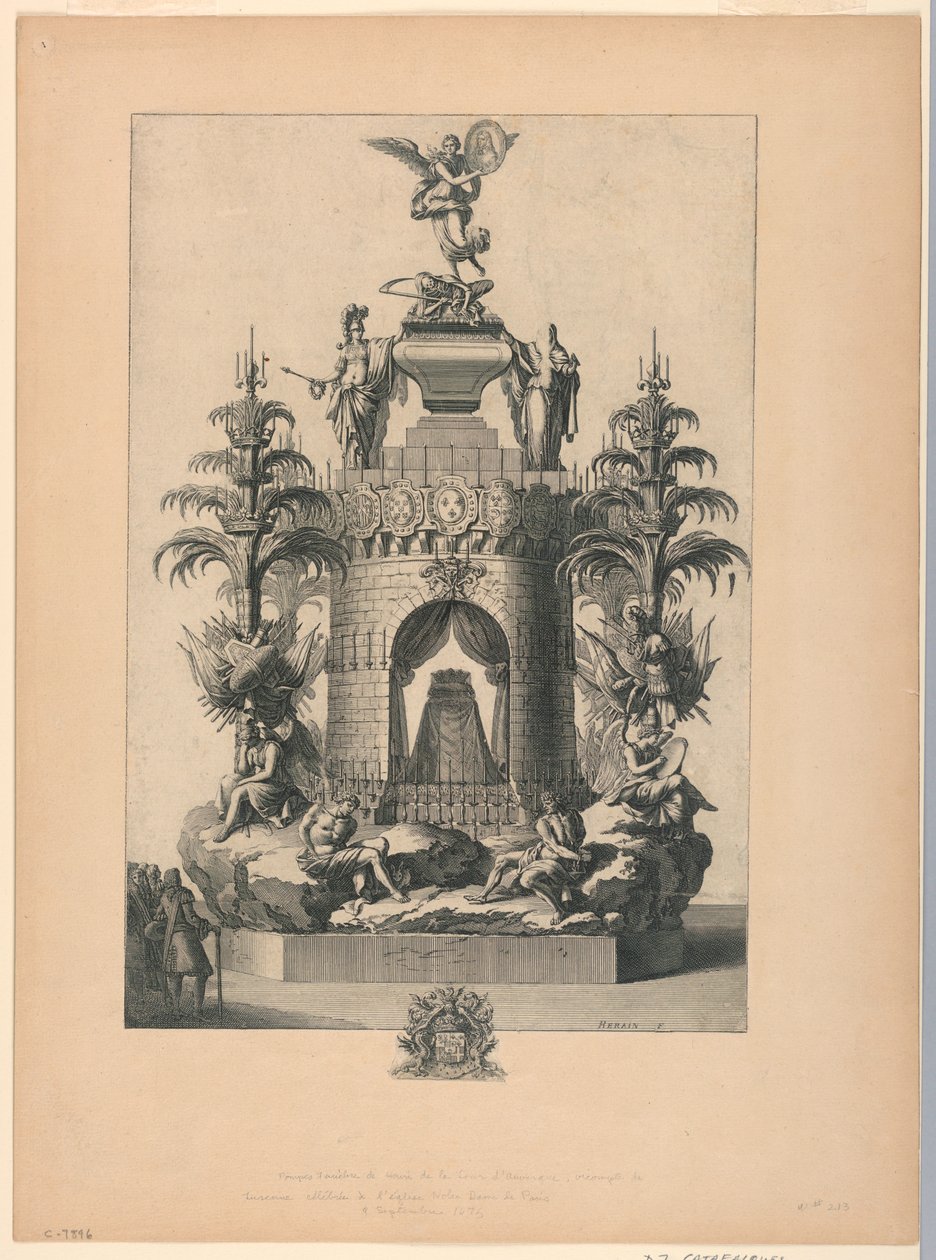 1675年9月9日，巴黎圣母院Henri de la Tour d&39;Auvergue的Catafalque 作者 让·勒帕特雷