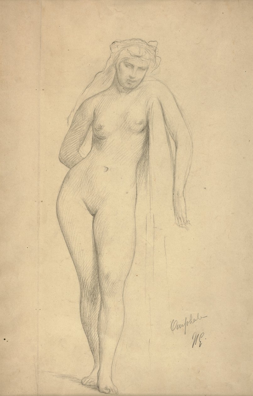 Omphale，约1887年（纸上石墨） 作者 让·莱昂·杰罗姆