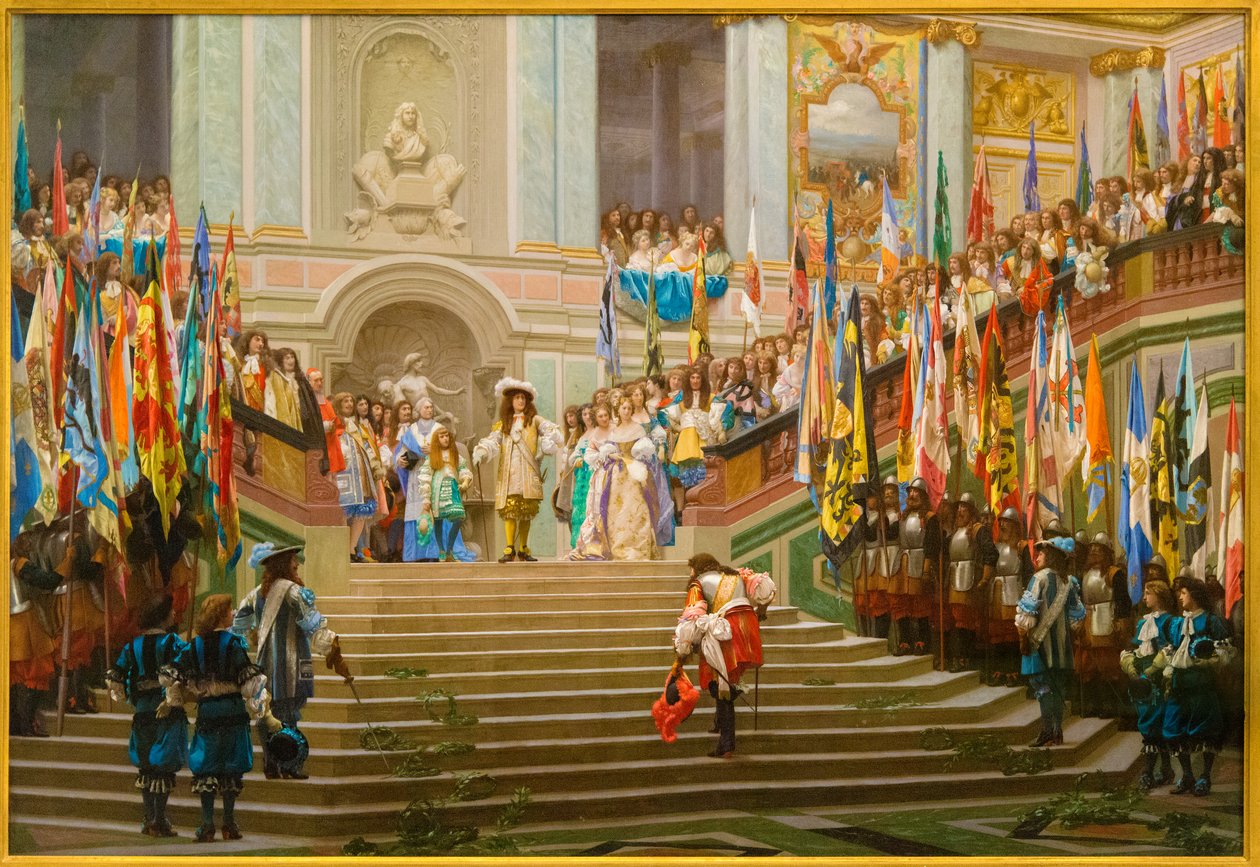 路易二世·波旁·孔德的招待会于1674年说凡尔赛国王路易十四时代的大孔德 作者 让·莱昂·杰罗姆
