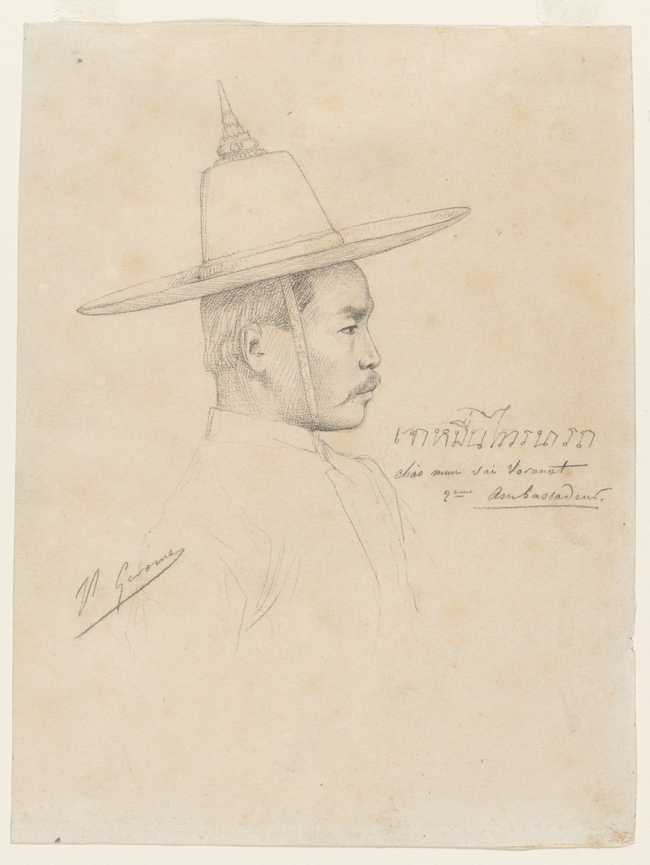 枫丹白露接待暹罗大使的研究，1861-1864年。 作者 让·莱昂·杰罗姆