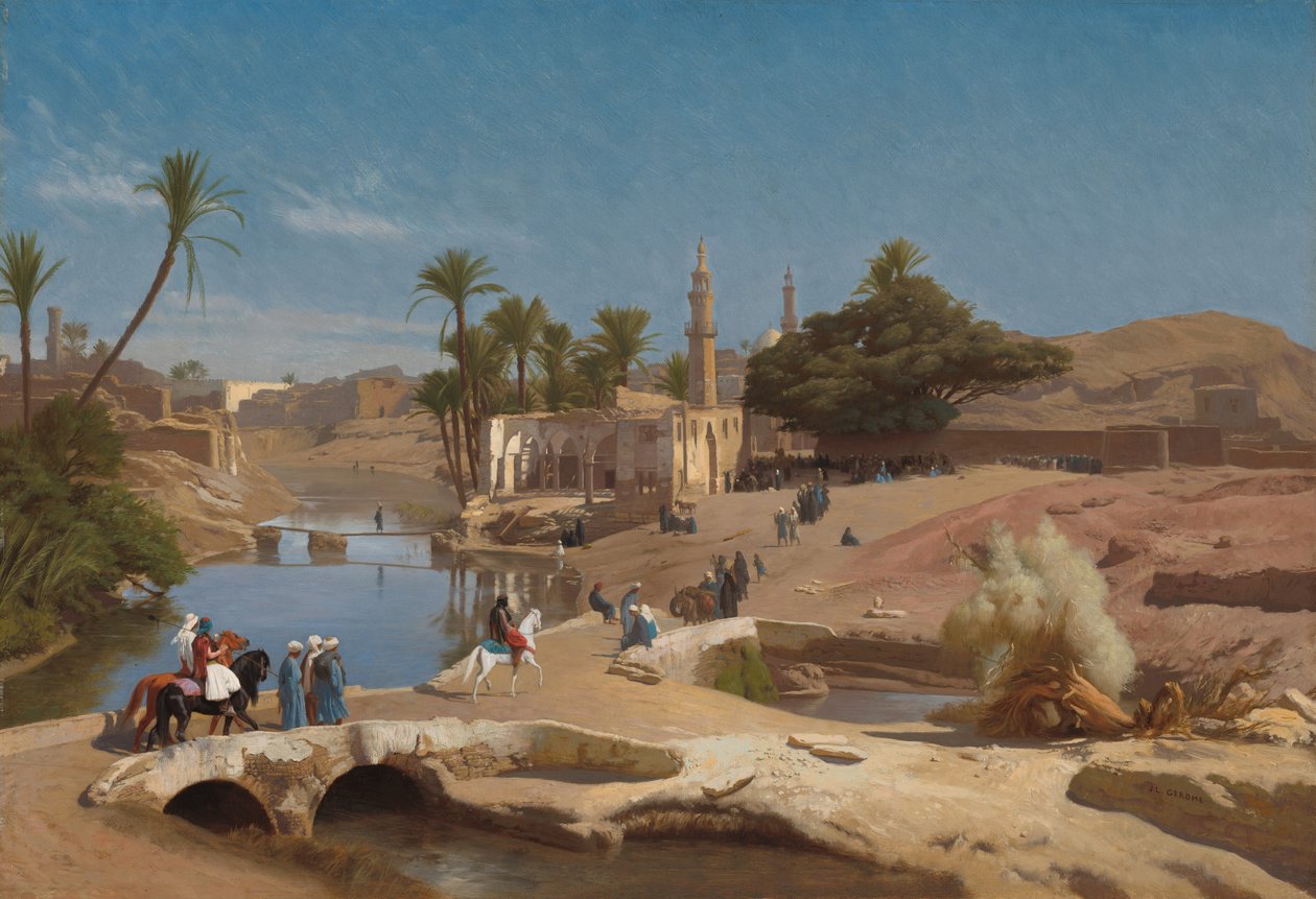 梅迪内特-法尤姆（Medinet El-Fayoum）景观 作者 让·莱昂·杰罗姆