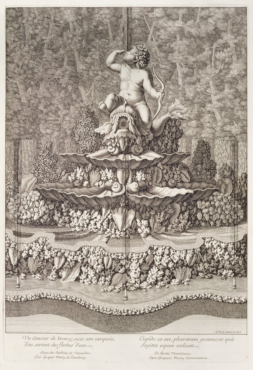 喷泉与丘比特由Gaspar Marcy在凡尔赛，1676年 作者 让·勒帕特雷