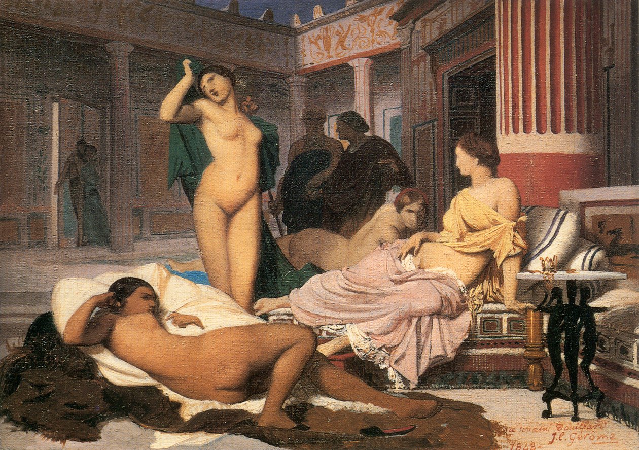 法语：Intérieur grec 希腊语 内部


替代标题： 法文： Scène de gynécée Gynaeceum 作者 让·莱昂·杰罗姆