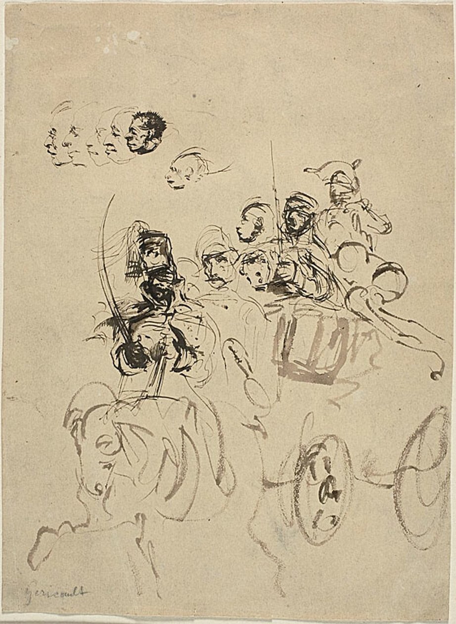 带头像素描的拿破仑军队马车 作者 让·路易·安德烈·西奥多·杰里科