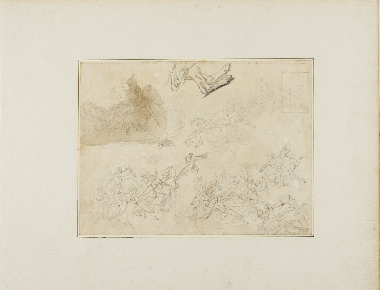 骑兵战斗草图；狗的后腿 作者 让·路易·安德烈·西奥多·杰里科