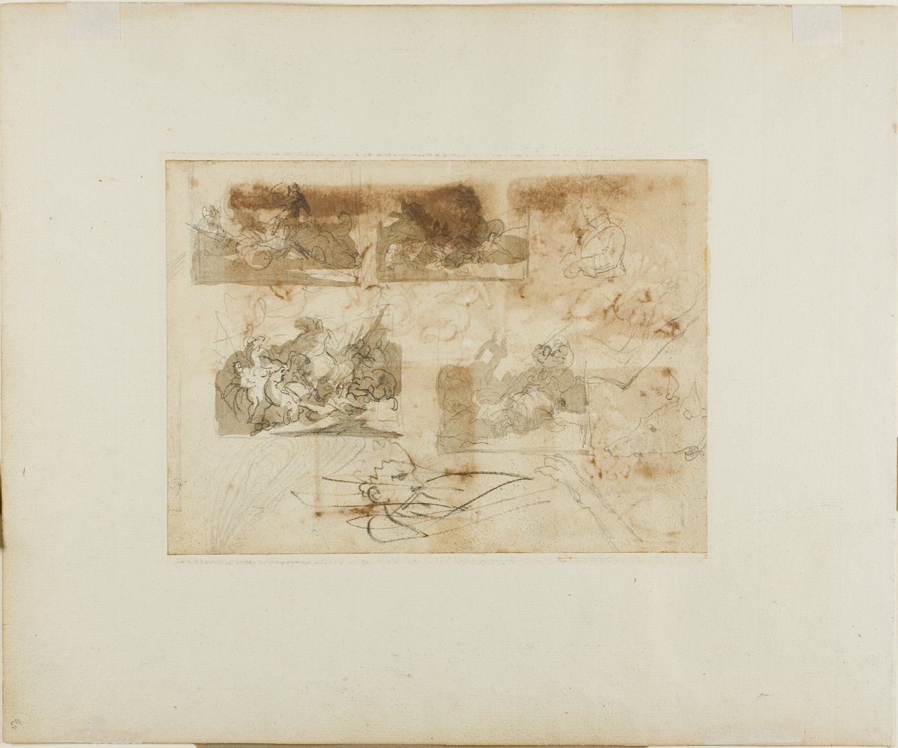 骑兵战斗速写、灰狗的头部和爪子 作者 让·路易·安德烈·西奥多·杰里科
