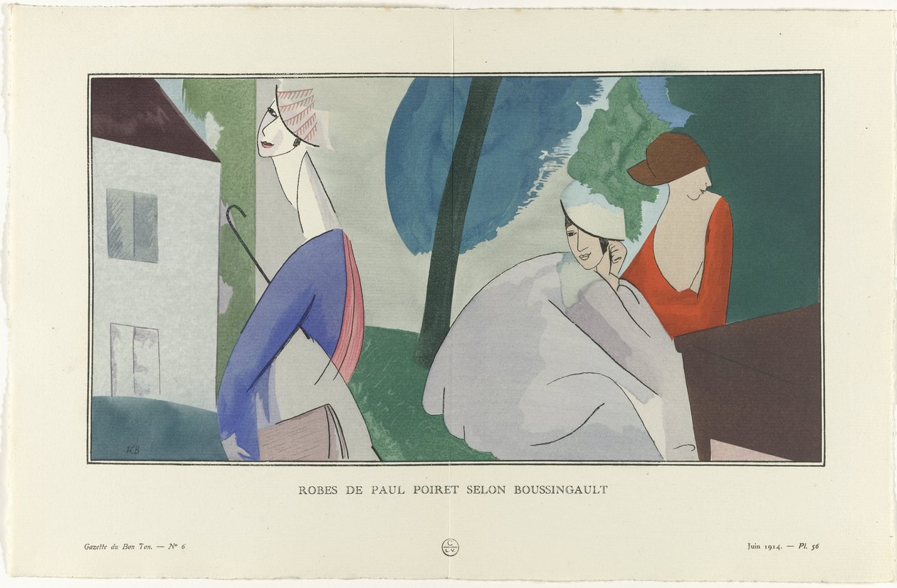 Gazette du Bon Ton》，1914 年 - 第 6 期，第 56 插图：Paul Poiret 根据 Boussingault 设计的礼服（标题在实物上） 作者 让·路易·布辛格