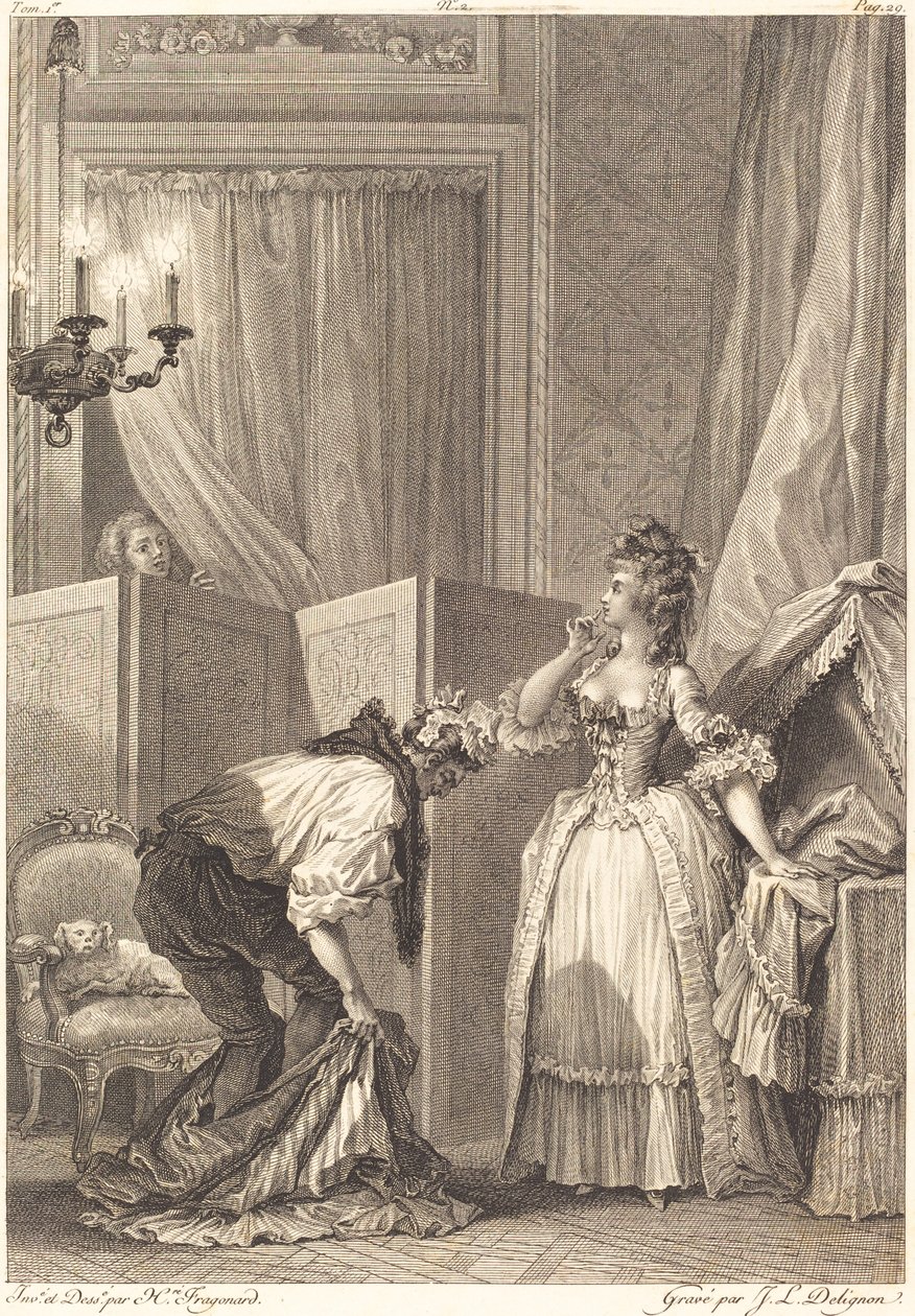 戴绿帽子的人，被打得很开心 作者 Jean Louis Delignon 和 Antoine Jean Duclos 在 Jean Honoré Fragonard 之后