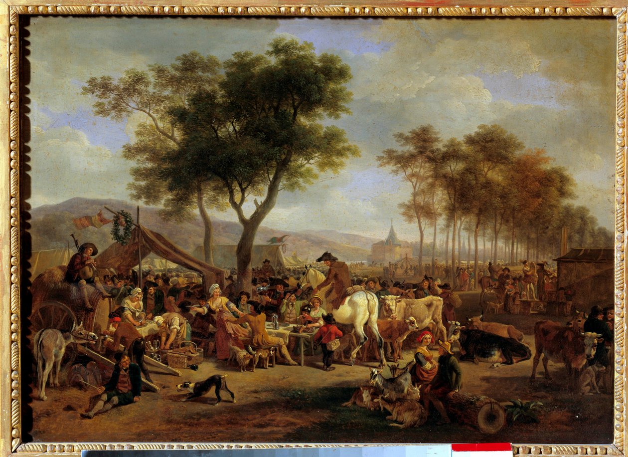 村庄入口处的集市 村庄集市上的食品和商业场景。 Jean-Louis Demarne (1744-1829) Sun 的绘画。 036x0.5米 作者 让·路易·德玛恩