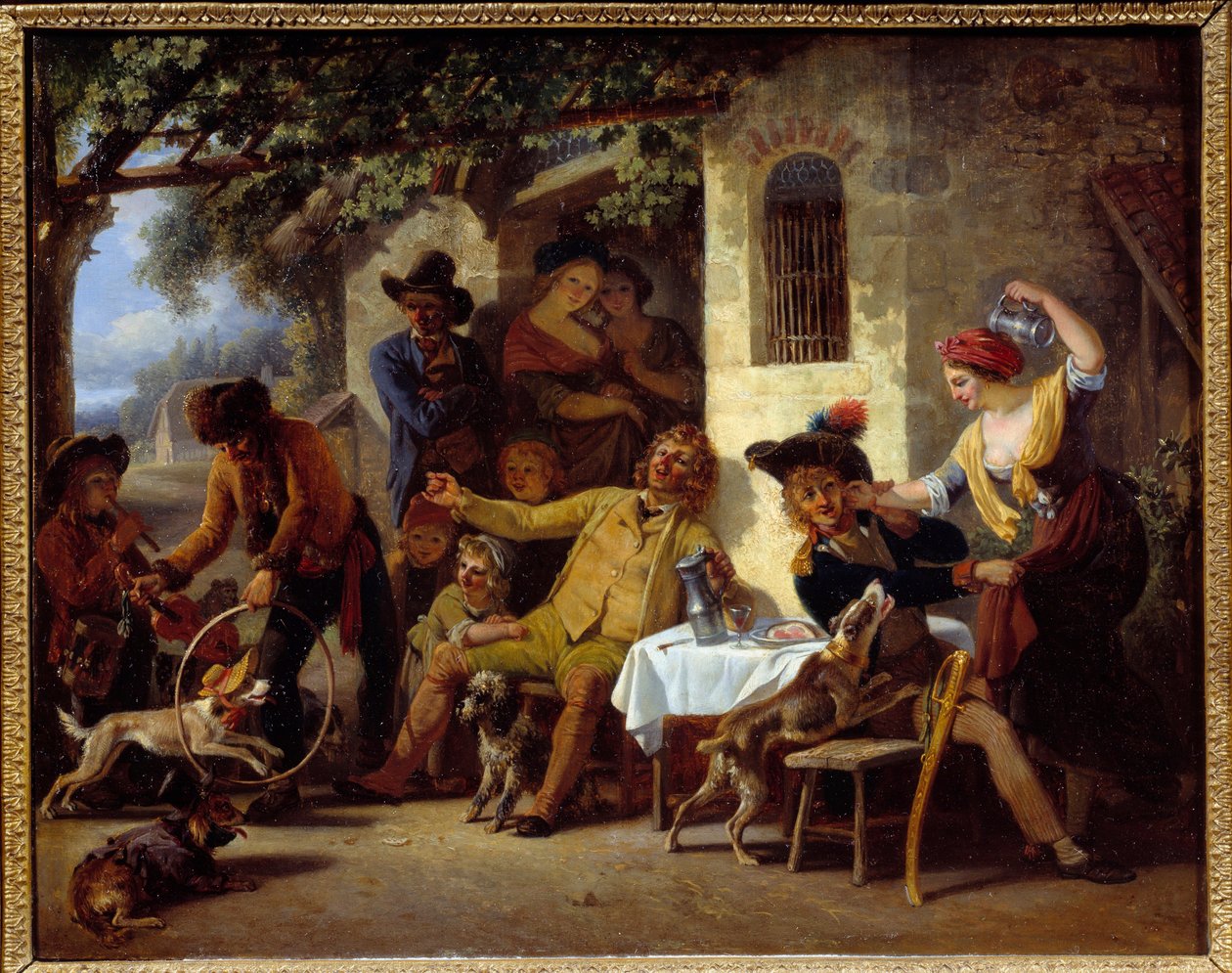Saltims in front of an inn Painting by Jean Louis Demarne (1744-1829) 1823 Grenoble, Musee des Beaux Arts 作者 让·路易·德玛恩