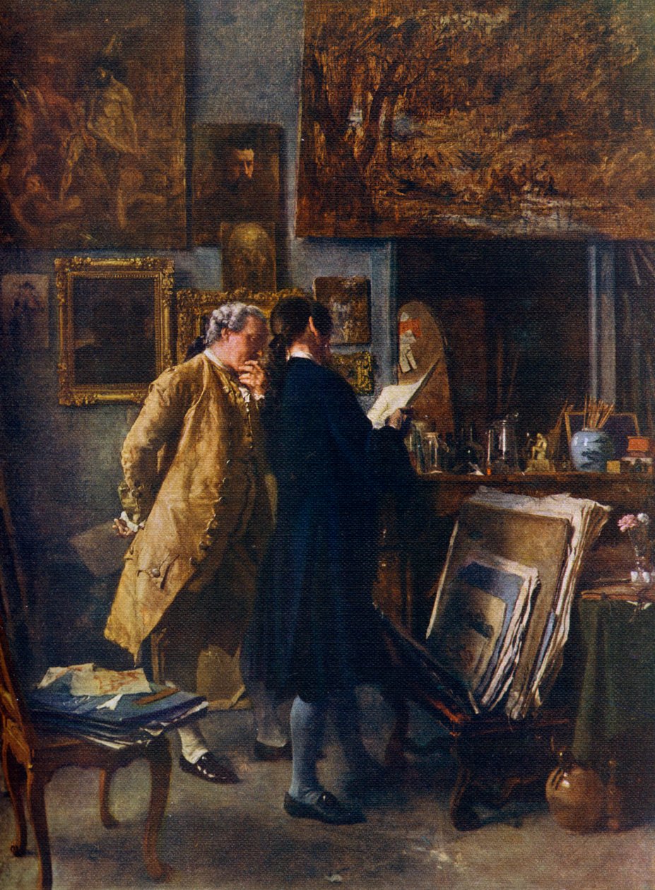 一位展示作品的艺术家，c1850，1912年。 作者 让·路易斯·欧内斯特·迈森尼尔