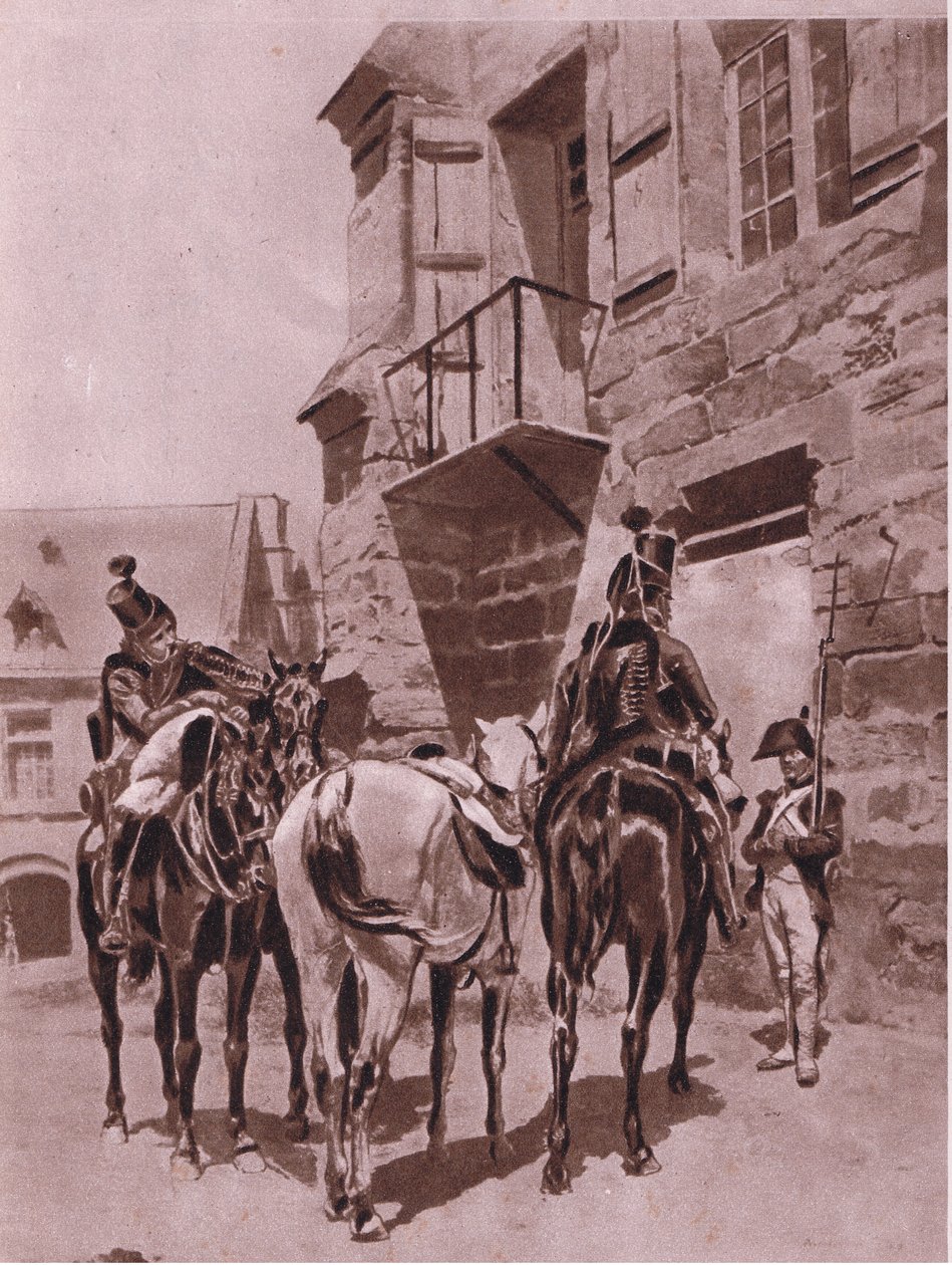 接收订单，插图来自着名生活的卡斯特斯浪漫，c.1940 作者 让·路易斯·欧内斯特·迈森尼尔