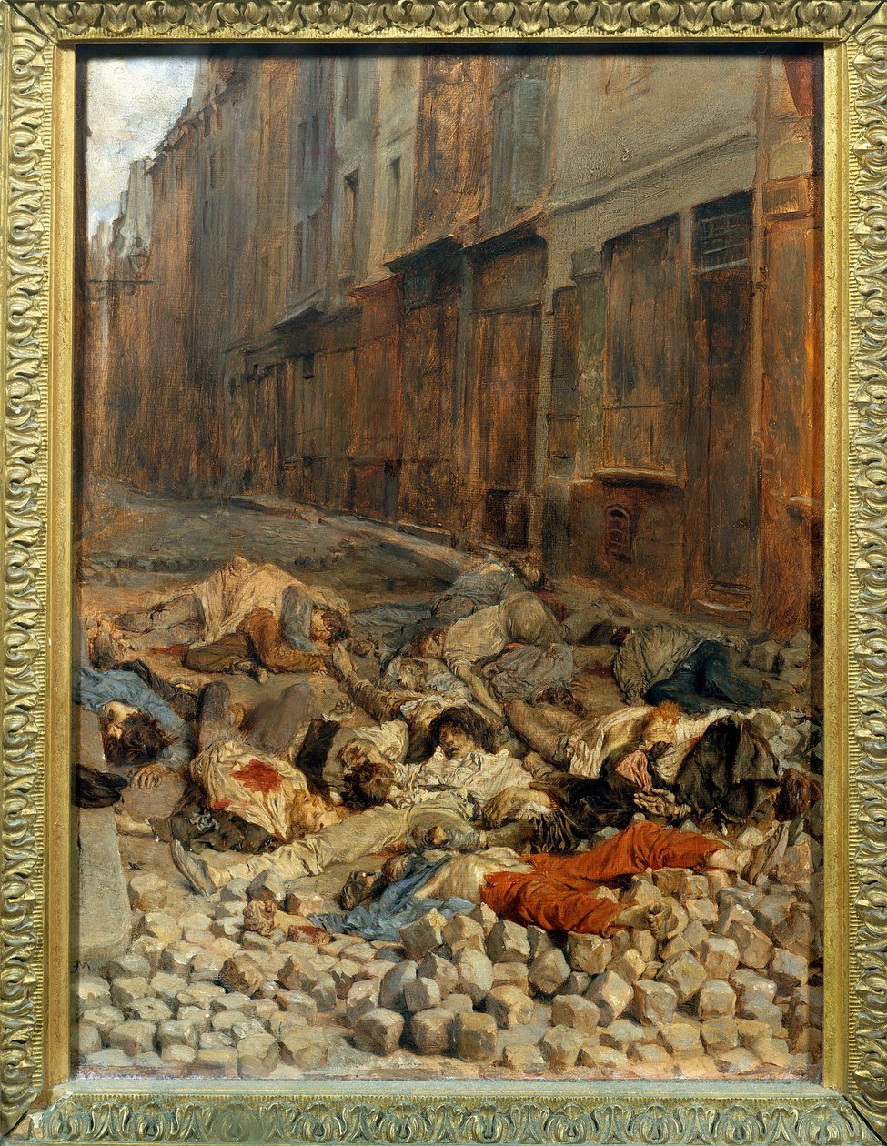 1848年革命："La barricade rue de la Mortellerie en juin 1848 ou souvenir de guerre civile" Ernest Meissonier (1815-1891) 1848 Sun. 0,29 x 0,22 m 巴黎。卢浮宫博物馆 作者 让·路易斯·欧内斯特·迈森尼尔