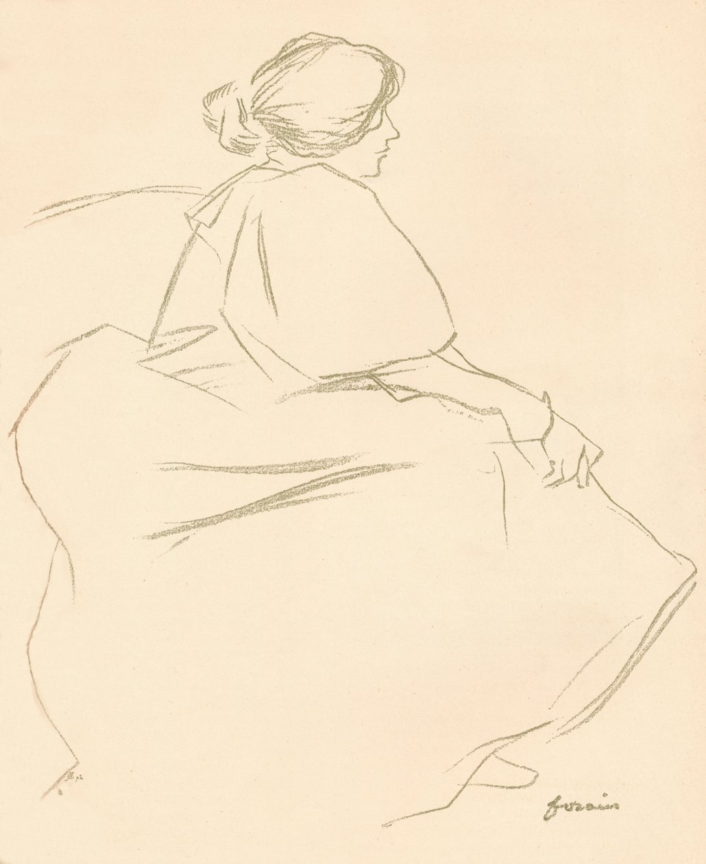 《蜡笔研究》，c1872-1898，1898年 作者 让·路易·佛兰