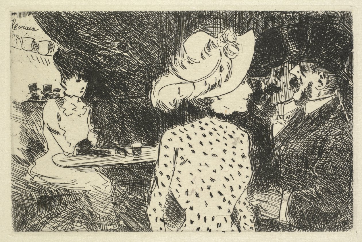 Cafe Scene描述性，1880-1886年。 作者 让·路易·佛兰