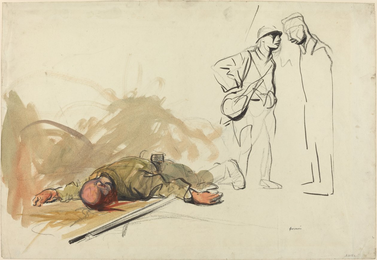 死亡的德国士兵，约1914年至1919年。 作者 让·路易·佛兰