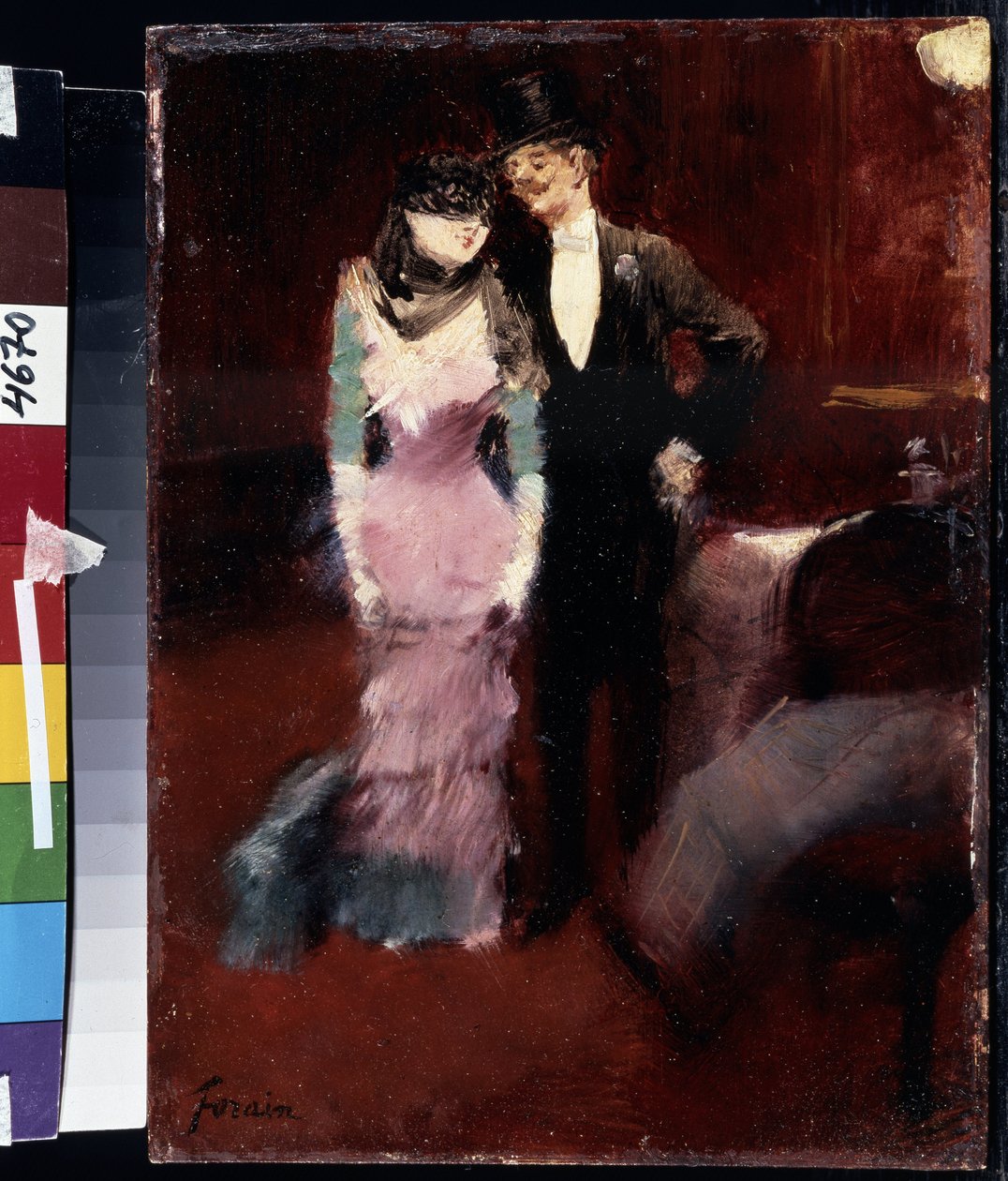 巴黎歌剧院假面舞会的出发。让-路易-福伦（Jean Louis Forain）的画作 作者 让·路易·佛兰