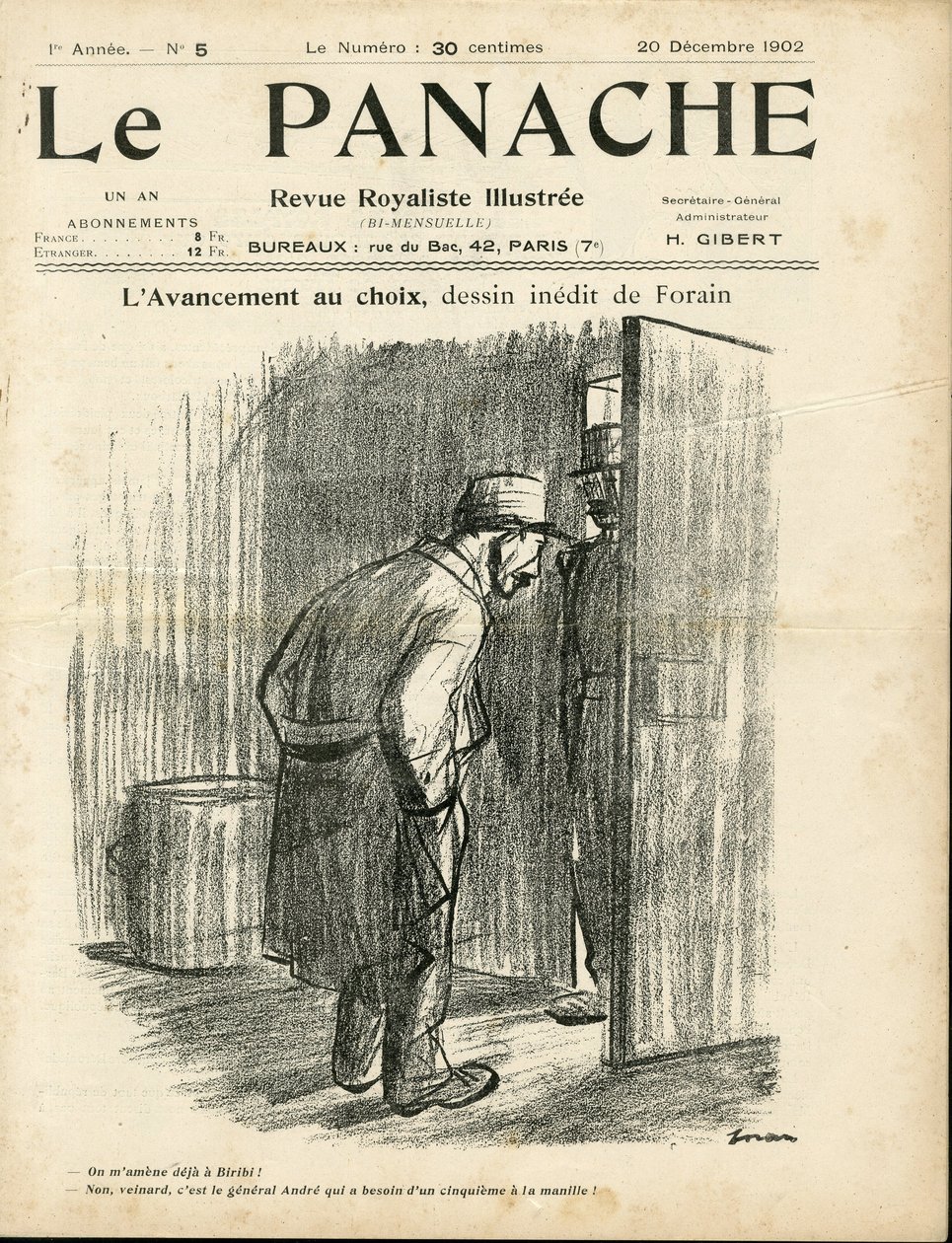 Illustration by Jean-Louis Forain (1852-1931) for the Cover of Le Panache, royalist magazine illustree 作者 让·路易·佛兰