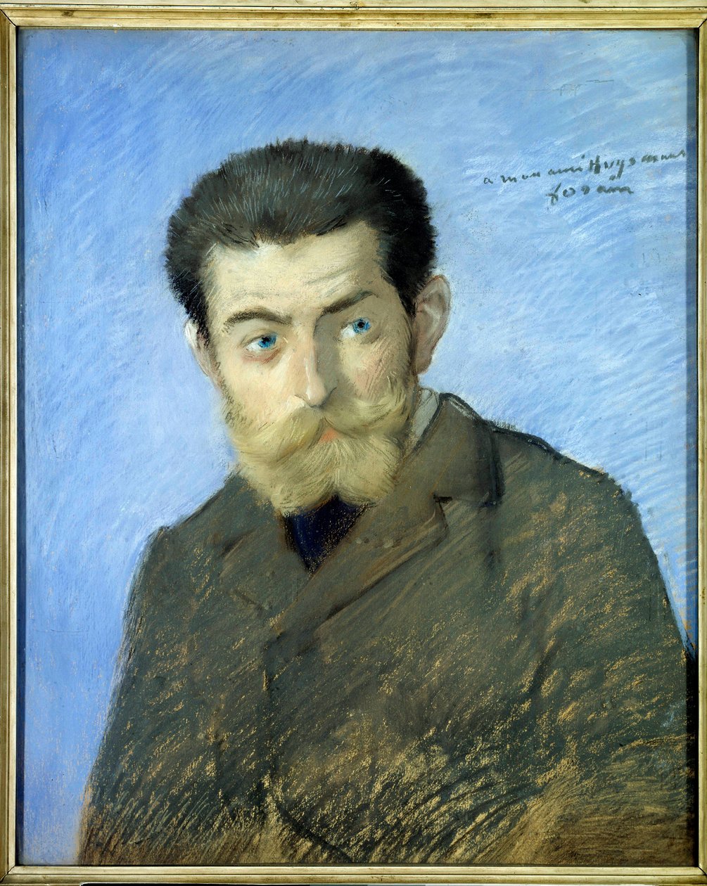 法国作家 Charles Marie Georges Huysmans di Joris Karl Huysmans (1848-1907) Pastel by Jean-Louis Forrain (1852-1931) Sun 的肖像。 0,55x0,44 m 19 世纪 - 法国作家 Charles Marie Georges Huysmans 的肖像，称为 Joris Karl Huysmans 作者 让·路易·佛兰