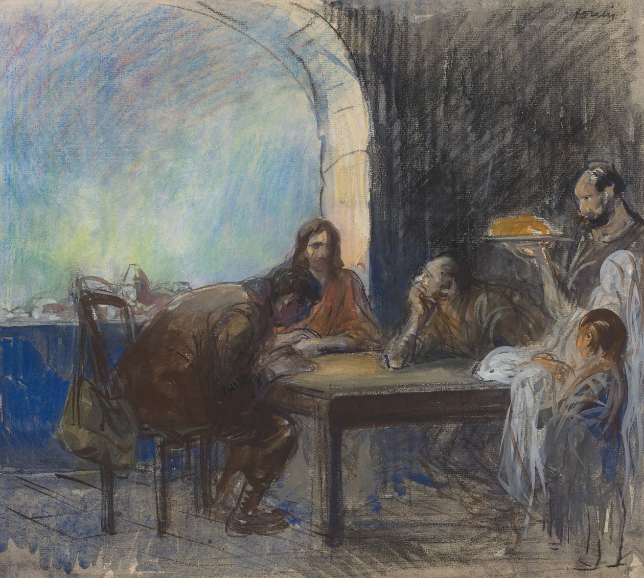 以马忤斯的晚餐，可能是在1912-1913年。 作者 让·路易·佛兰