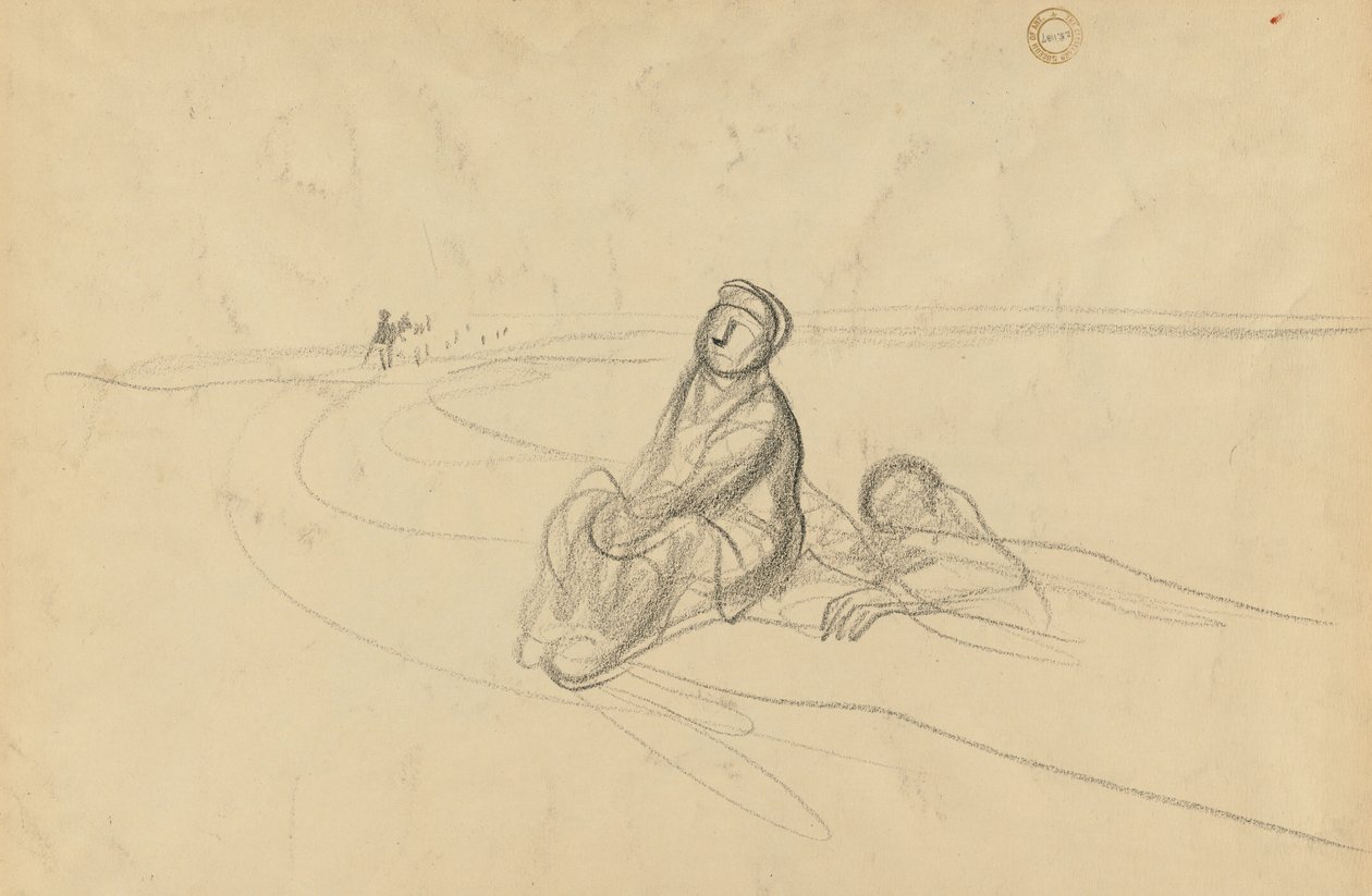 道路上的两个人物，c。 1919年。 作者 让·路易·佛兰