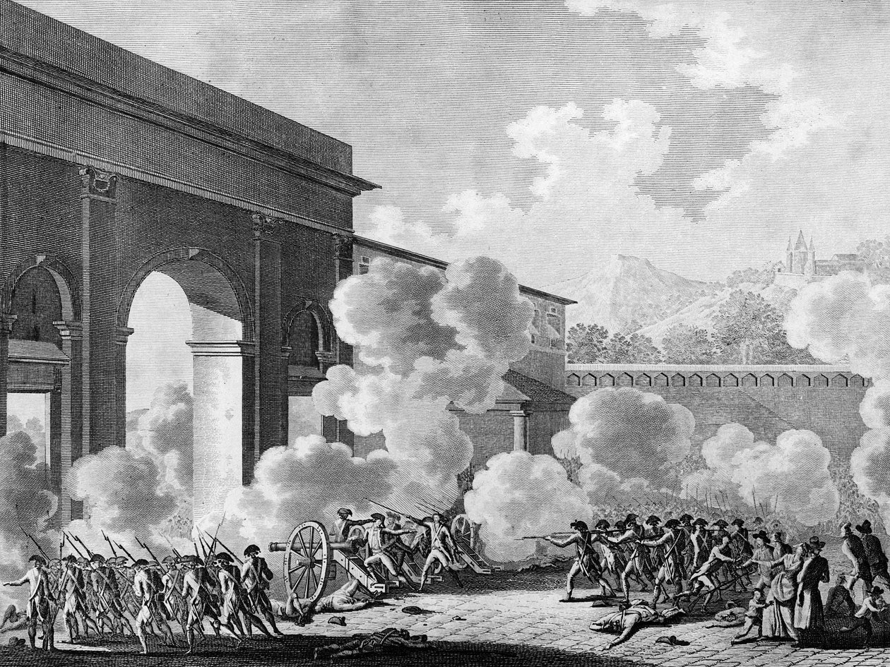 法国大革命：1790 年 8 月 31 日的南锡事件（南锡市驻军兵变）。 由 Berthaut 在Prior 之后雕刻。 巴黎，革命史研究所图书馆 作者 尚·路易二世（后）普里尔