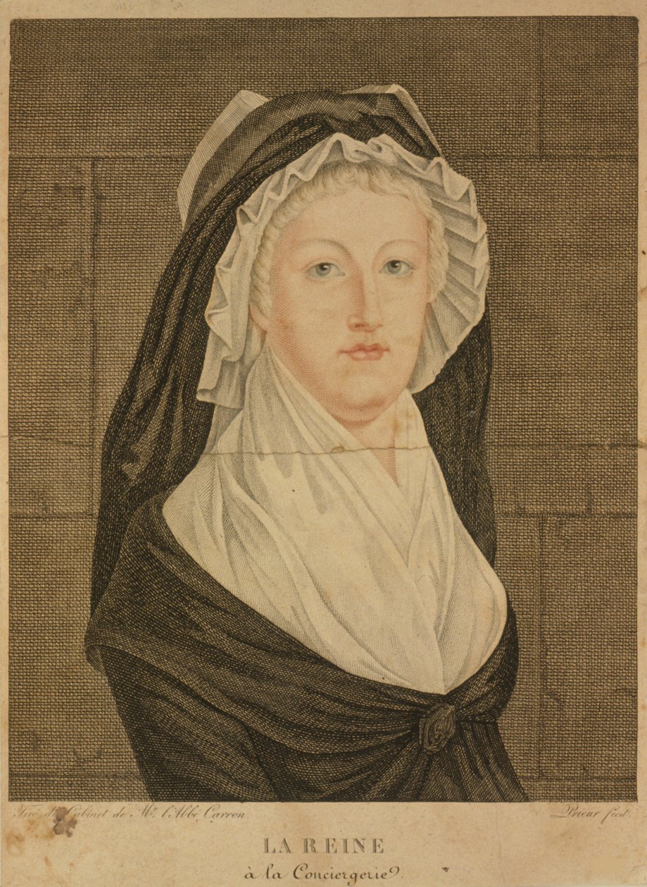 玛丽·安托瓦内特（Marie Antoinette）在监狱看守，1793年 作者 让·路易斯·普里尔