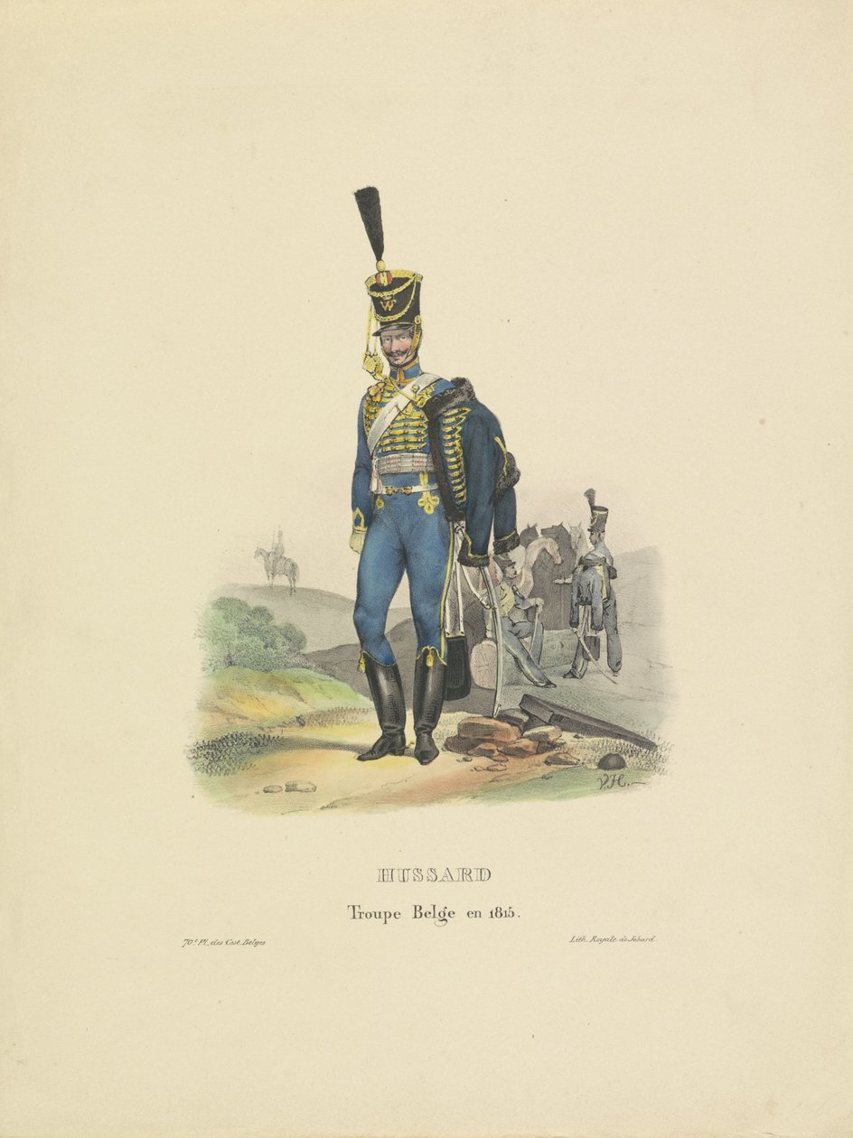 荷兰轻骑兵, 1815
Hussard Troupe Belge en 1815（物上标题） 作者 让·路易斯·范·赫默里克