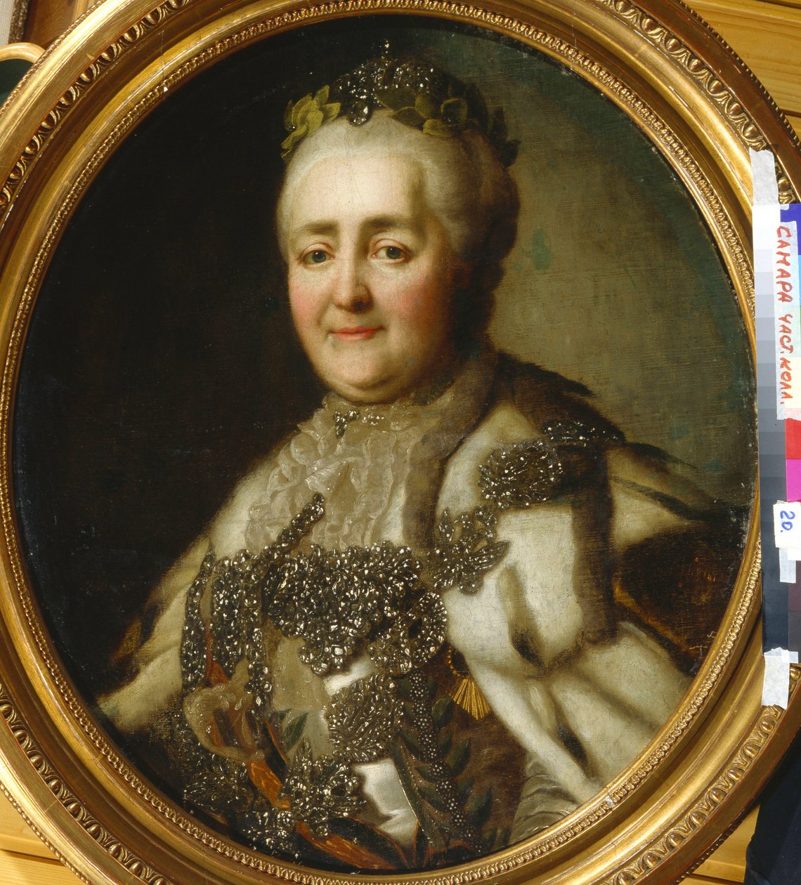 女皇凯瑟琳二世 (1729-1796) 的肖像，由让·路易 (1744 年至 1803 年) par Voille。 布面油画，尺寸：68,5x60 作者 让·路易·沃耶