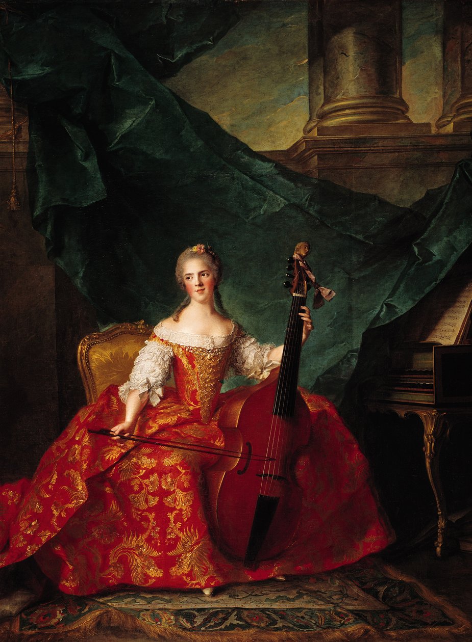 Henriette de France夫人（1727-52）在法院服装演奏低音提琴，1754年 作者 让·马克·纳蒂尔