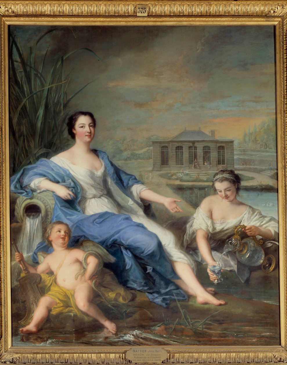 玛丽-安妮-德-波旁，又称克莱蒙小姐（1697-1741）在尚蒂伊矿泉的全身画像 让-马克（让-马克）-纳蒂埃（1685-1766）的画作 作者 让·马克·纳蒂尔