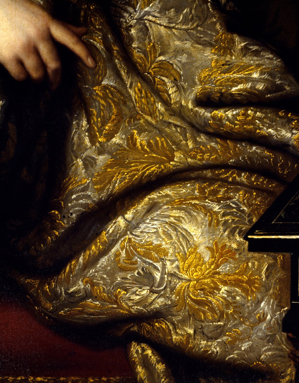 让·巴蒂斯特 (Jean-Baptiste) 科尔伯特 (Jean-Baptiste) 的肖像 (1651-1690) Seigneur Marquis de Seignelay，海军部长，科尔伯特之子 窗帘细节。 马克·纳蒂尔 (Marc Nattier) 的绘画 (1642-1705) 作者 让·马克·纳蒂尔