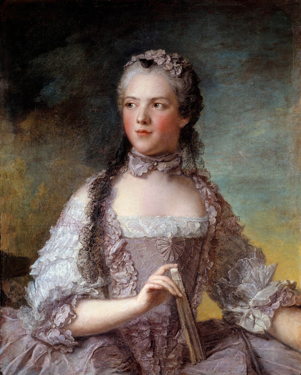 法国阿德莱德夫人 (1732-1800) 的肖像，路易十五国王的女儿 Jean-Marc (Jean Marc) Nattier 的画作 (1685-1766) 1749 年太阳 0,81x0,64 m - 阿德莱德夫人的肖像 (1732- 1800），路易十五国王的女儿。 让-马克的绘画 (J 作者 让·马克·纳蒂尔