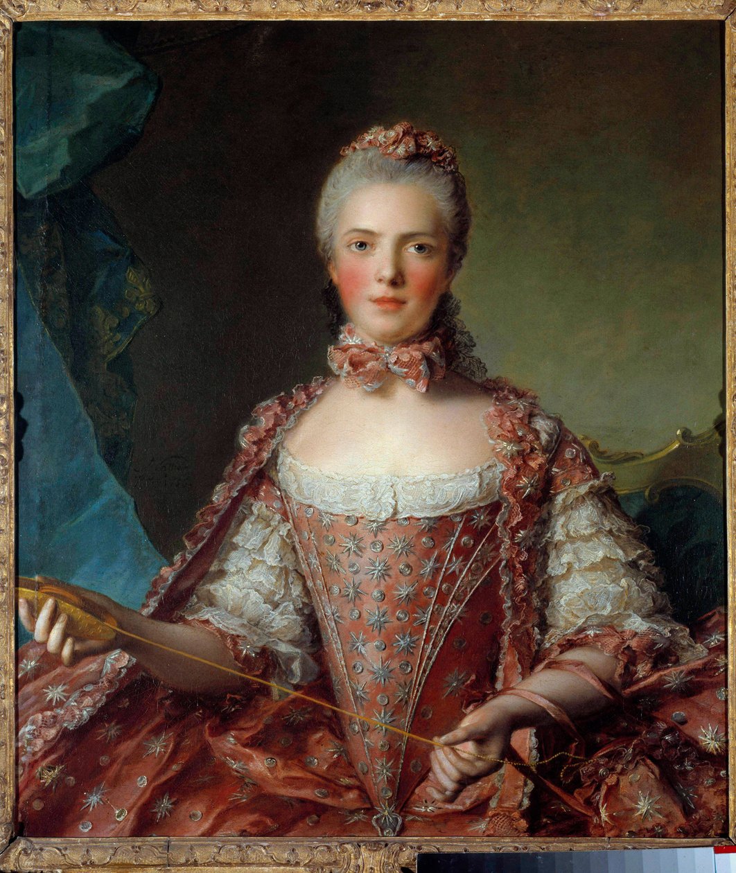 法国阿德莱德夫人 (1732-1800) 打结的肖像 Jean-Marc (Jean Marc) Nattier (1685-1766) 的绘画 1756 年太阳 1,26x0,96 米 - 阿德莱德夫人 (1732-1800) 打结的肖像 . 让-马克 (Jean Marc) Nattier 的绘画 (1685-1766) 作者 让·马克·纳蒂尔