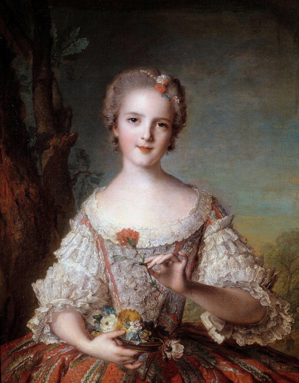 法国路易丝夫人(1737-1787)的肖像 国王路易十五的女儿 让-马克(Jean-Marc)-纳蒂埃(1685-1766)的画作 1748 太阳 0,98x0,85米 作者 让·马克·纳蒂尔