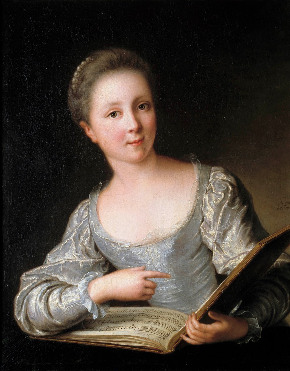 年轻女子的肖像 年轻女子读乐谱 - Jean Marc (Jean-Marc) Nattier (1685-1766) 1719 Dim 0,74 x 0,60 m 作画 作者 让·马克·纳蒂尔